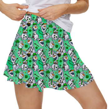 Women's Skort - Sketched Olaf St. Patrick's Day