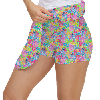 Women's Skort - Neon Floral Stitch & Angel