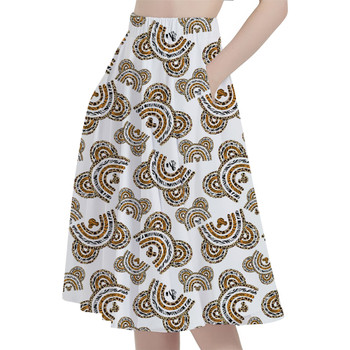 A-Line Pocket Skirt - Animal Print Mouse Ears Rainbow