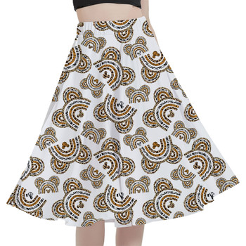 A-Line Pocket Skirt - Animal Print Mouse Ears Rainbow