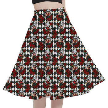 A-Line Pocket Skirt - Queen of Hearts Playing Cards