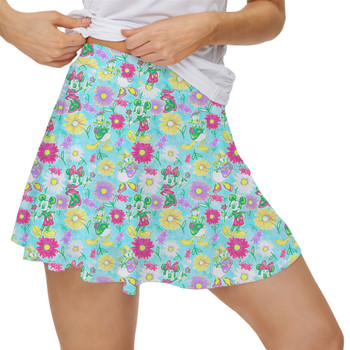 Women's Skort - Neon Spring Floral Mickey & Friends