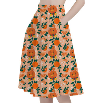 A-Line Pocket Skirt - Orange Bird Munchlings