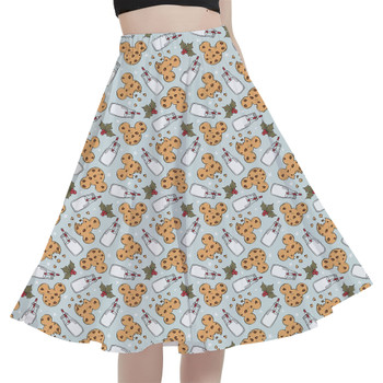 A-Line Pocket Skirt - Christmas Milk and Mouse Cookies