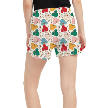 Women's Run Shorts with Pockets - Gold Mouse Ear Christmas Baubles