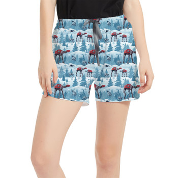 Women's Run Shorts with Pockets - AT-AT Christmas on Hoth