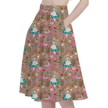 A-Line Pocket Skirt - Cottagecore Alice in Wonderland