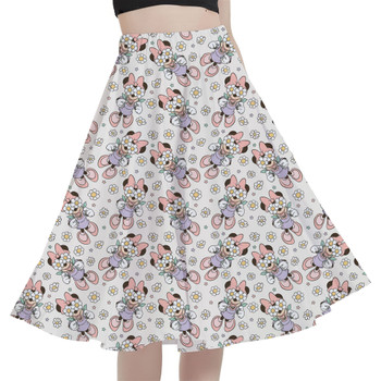 A-Line Pocket Skirt - Minnie Mouse with Daisies