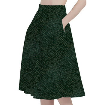 A-Line Pocket Skirt - Animal Print - Alligator