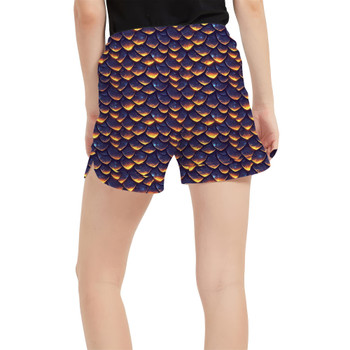 Women's Run Shorts with Pockets - Animal Print - Dragon