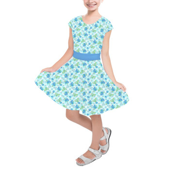 Girls Short Sleeve Skater Dress - Summer Fruits - Blueberry