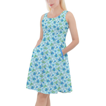 Skater Dress with Pockets - Summer Fruits - Blueberry