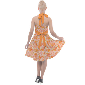 Halter Vintage Style Dress - Summer Fruits - Oranges