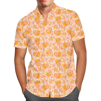 Men's Button Down Short Sleeve Shirt - Summer Fruits - Oranges