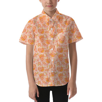 Kids' Button Down Short Sleeve Shirt - Summer Fruits - Oranges