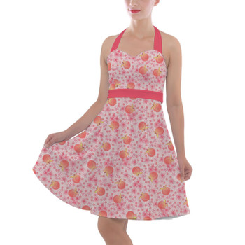 Halter Vintage Style Dress - Summer Fruits - Peaches