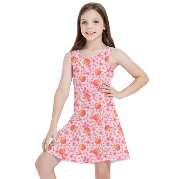 Girls Sleeveless Dress - Summer Fruits - Peaches