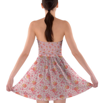 Sweetheart Strapless Skater Dress - Summer Fruits - Peaches