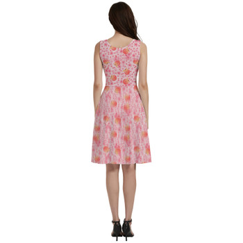 V-Neck Pocket Skater Dress - Summer Fruits - Peaches