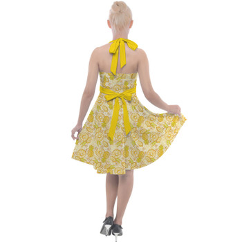 Halter Vintage Style Dress - Summer Fruits - Pineapple