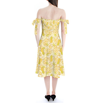 Strapless Bardot Midi Dress - Summer Fruits - Pineapple