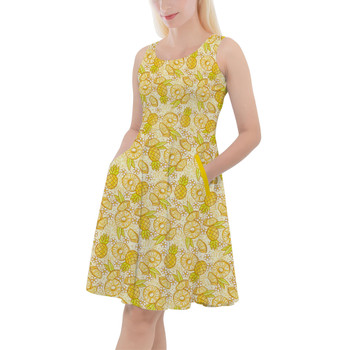 Skater Dress with Pockets - Summer Fruits - Pineapple