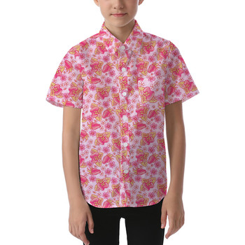 Kids' Button Down Short Sleeve Shirt - Summer Fruits - Strawberry