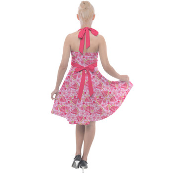 Halter Vintage Style Dress - Summer Fruits - Watermelon