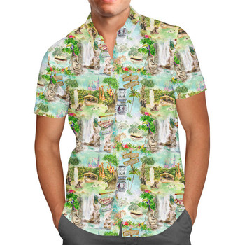 Men's Button Down Short Sleeve Shirt - M -  Jungle Cruise Ride -  READY TO SHIP