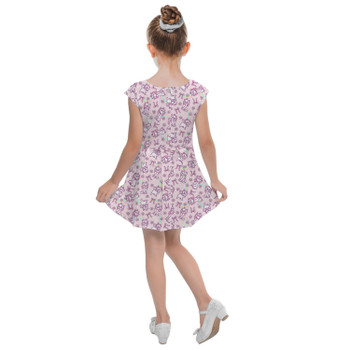 Girls Cap Sleeve Pleated Dress - Rainbow Kitten Marie