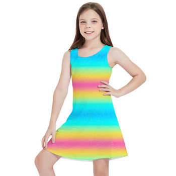 Girls Sleeveless Dress - Rainbow Ombre