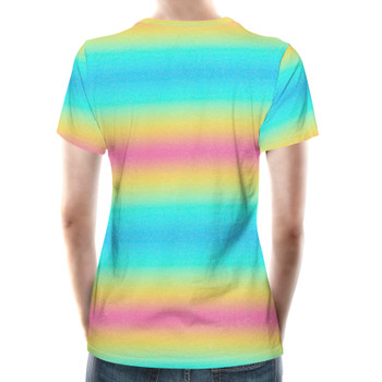 Women's Cotton Blend T-Shirt - Rainbow Ombre