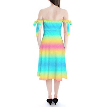 Strapless Bardot Midi Dress - Rainbow Ombre