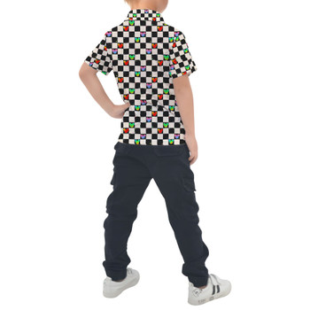 Kids Polo Shirt - Rainbow Checker Mouse Ears