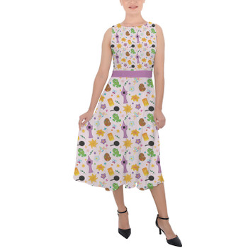 Belted Chiffon Midi Dress - Rapunzel Princess Icons