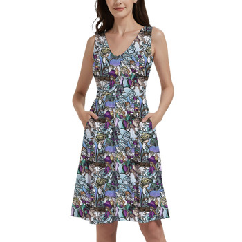 V-Neck Pocket Skater Dress - Frozen Journey