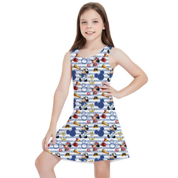 Girls Sleeveless Dress - Cruise Captain Mickey & Minnie