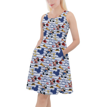 Skater Dress with Pockets - Cruise Captain Mickey & Minnie