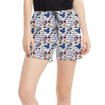 Women's Run Shorts with Pockets - Cruise Captain Mickey & Minnie