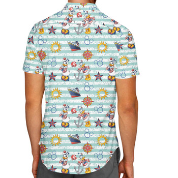 Men's Button Down Short Sleeve Shirt - Cruise Sailor Donald & Daisy