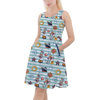 Skater Dress with Pockets - Cruise Sailor Donald & Daisy