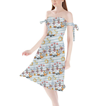 Strapless Bardot Midi Dress - Cruise Set Sail with Goofy & Friends