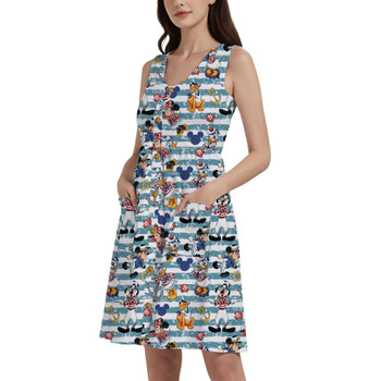 Button Front Pocket Dress - Cruise with Mickey & Friends