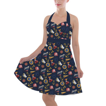 Halter Vintage Style Dress - Cruise Mouse Ear Icons