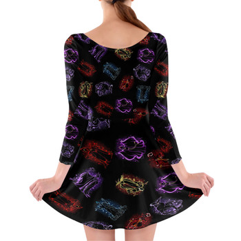 Longsleeve Skater Dress - Disney Villain Glitter Silhouettes