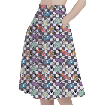 A-Line Pocket Skirt - Halloween Cars