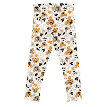 Girls' Leggings - Checkered Halloween Mouse Ear Ghosts & Pumpkins