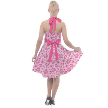Halter Vintage Style Dress - Pink Mushroom Moths