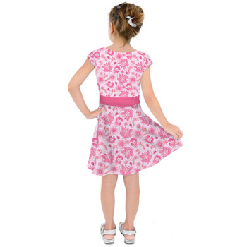 Girls Short Sleeve Skater Dress - Pink Mushroom Moths