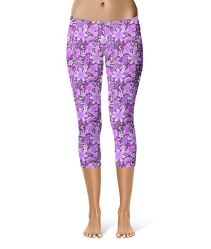 Sport Capri Leggings - Purple Crystal Moths